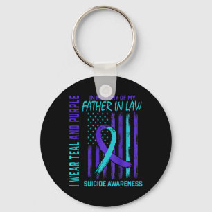 Teal Purple Suicide Awareness Flag Father In Law C Keychain
