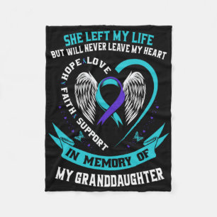 Teal Purple Suicide Awareness Granddaughter Memori Fleece Blanket