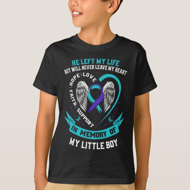 Teal Purple Suicide Awareness Little Boy Loss Of S T-Shirt (Front)