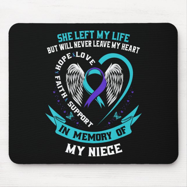 Teal Purple Suicide Awareness Ribbon Niece Memoria Mouse Pad (Front)