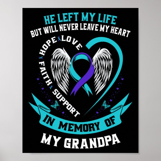 Teal Purple Suicide Awareness Shirt Grandpa Preven Poster (Front)