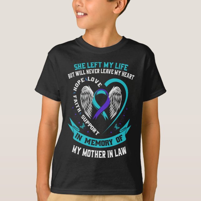 Teal Purple Suicide Awareness Shirt Mother In Law  (Front)