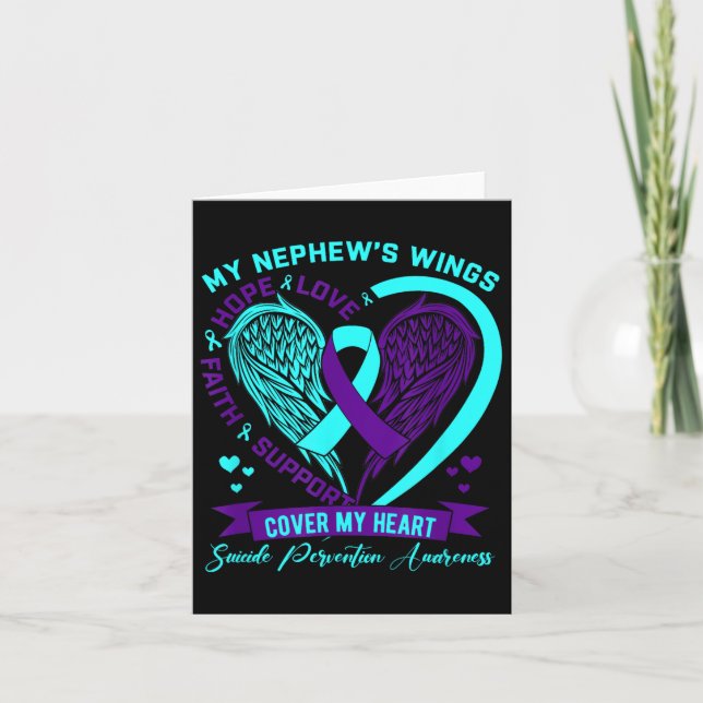 Teal Purple Suicide Prevention Awareness Nephew He Card (Front)