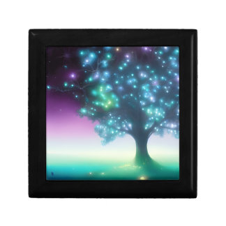 Teal Purple Tree with Lights Gift Box