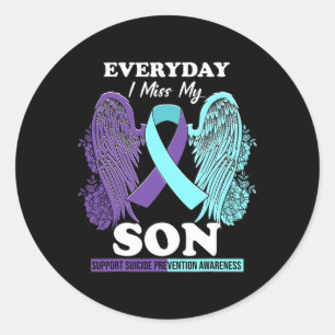Teal Purple Wing Miss Love Son Suicide Prevention Classic Round Sticker