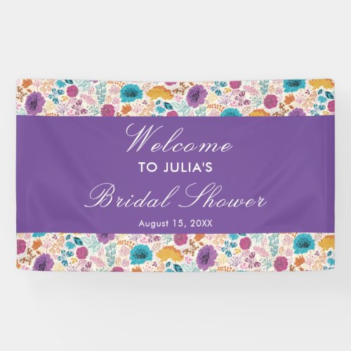 Teal Purple Yellow Spring Meadow Bridal Shower Banner