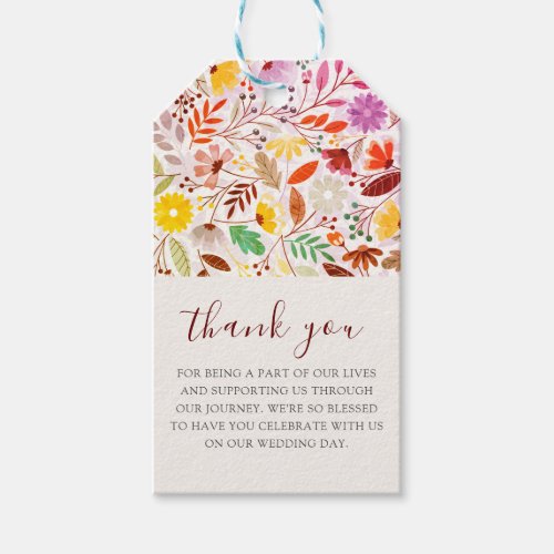 Teal Purple Yellow Spring Meadow Flowers Wedding Gift Tags