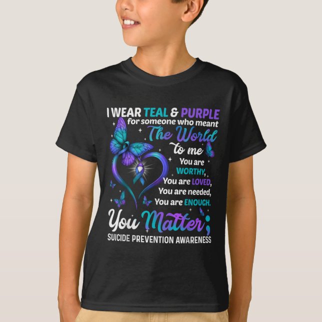 Teal Purple You Suicide Prevention Awareness Month T-Shirt (Front)