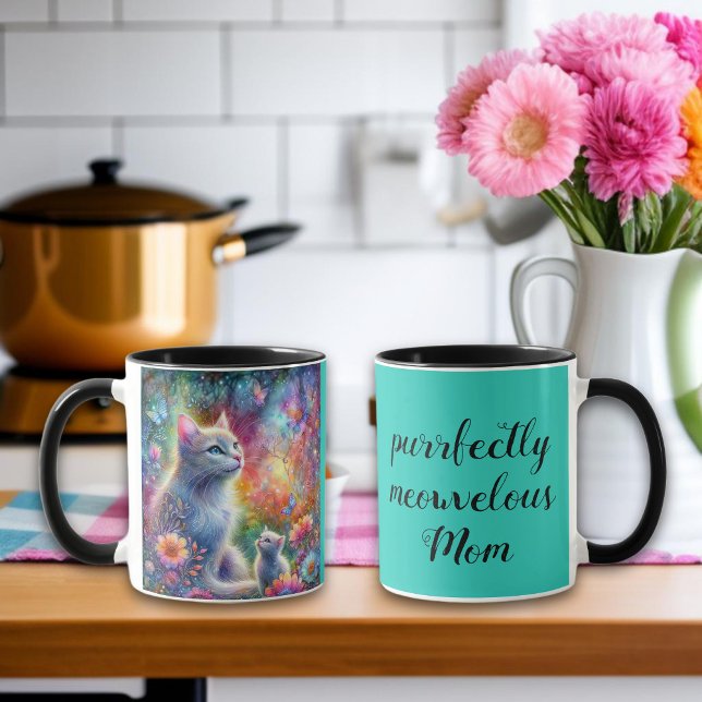 Teal Purrfectly Meowvelous Mom Cat Mother's Day  Mug (Creator Uploaded)