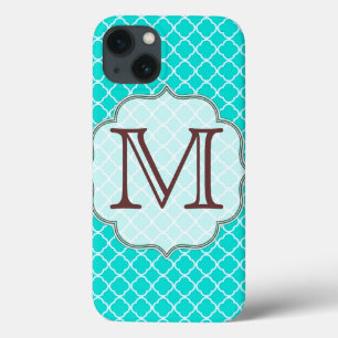 Teal Quarterfoil Latti Monogram Initial IPAD Case