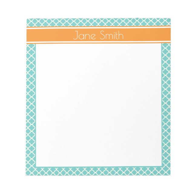 Teal Quarterfoil Personalized Notepad (Front)