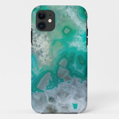 Teal Quartz Geode iPhone 11 Case