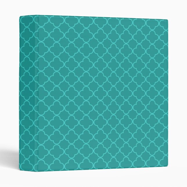 Teal Quatrefoil 3 Ring Binder (Front/Spine)