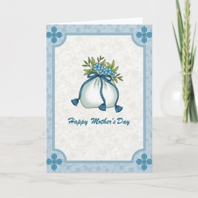Teal Quatrefoil Mothers Day Card (Front)