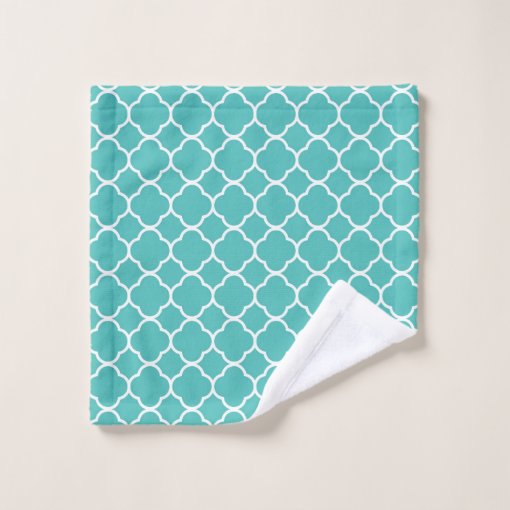 Teal Quatrefoil Pattern Bath Towel Set Zazzle