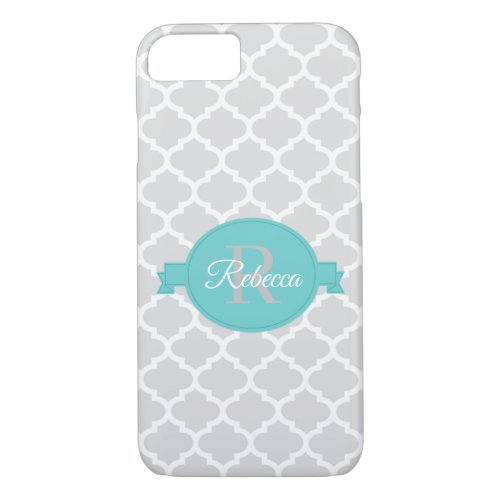 Teal Quatrefoil Personalized Case_Mate iPhone Case