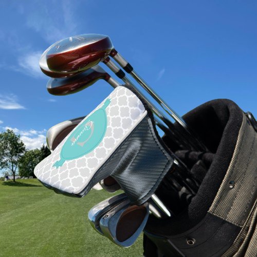 Teal Quatrefoil Personalized Golf Head Cover