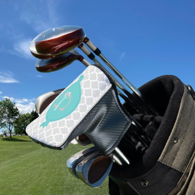 Teal Quatrefoil Personalized Golf Head Cover (Teal Quatrefoil Personalized Golf Head Cover)