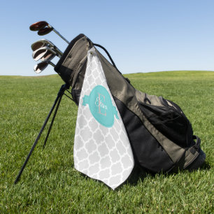 Teal Quatrefoil Personalized Golf Towel