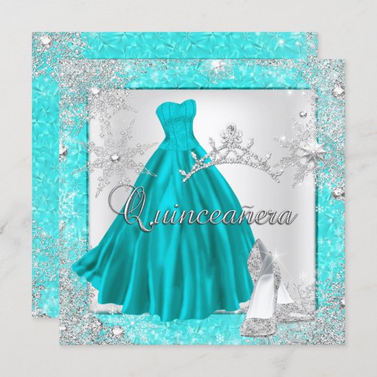 Teal Quinceanera 15th Elite Elegant Birthday Party Invitation 2920