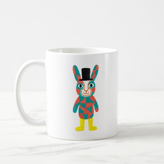 Teal Rabbit Top Hat Classic Mug (Left)