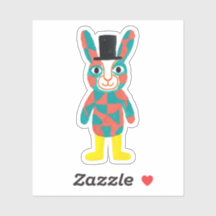 Teal Rabbit Top Hat Sticker