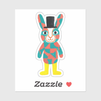 Teal Rabbit Top Hat Sticker