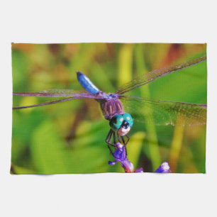 Teal Rainbow Dragonfly Kitchen Towel