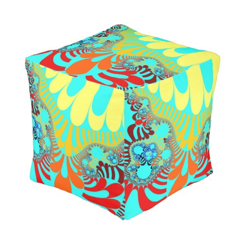 Teal Rainbow Mod Pouf