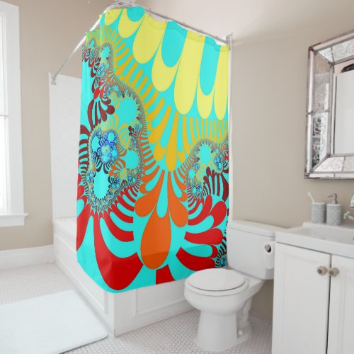 Teal Rainbow Mod Shower Curtain