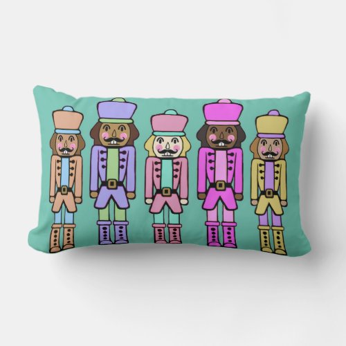 Teal Rainbow Nutcracker Christmas Pillow 