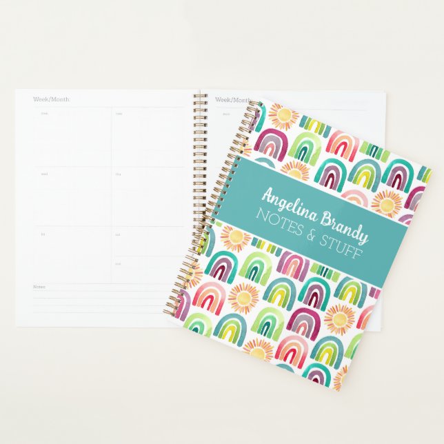 Teal Rainbows & Suns Pattern Back to School Planner (Display)