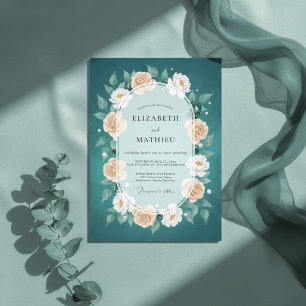 Teal Ravishing Floral Wedding Invitation