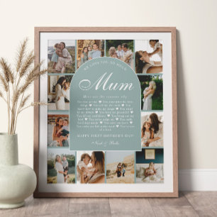 Teal Reasons We Love You Mum Photo Grid Collage Poster