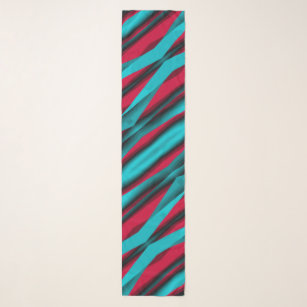 Teal-Red Abstract Scarf
