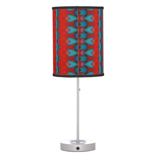 Teal Red Artistic Pattern Lamp (Back)