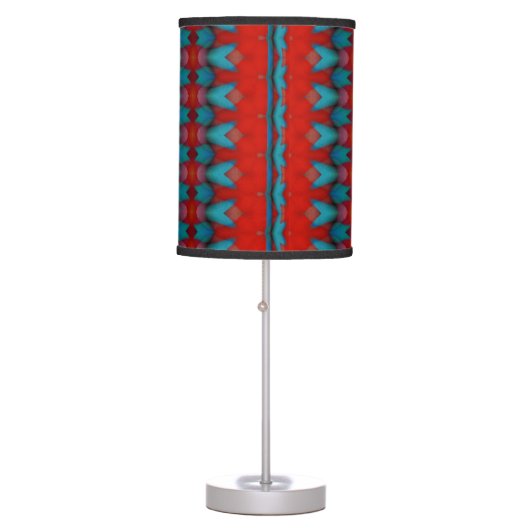 Teal Red Artistic Pattern Lamp (Front)