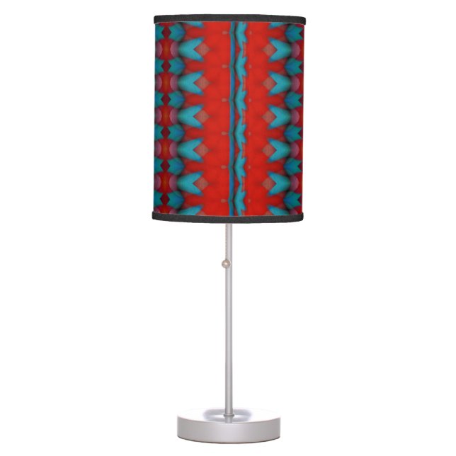 Teal Red Artistic Pattern Lamp (Front)