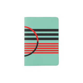 Teal Red BlackPassport Holder w/Art Deco Design