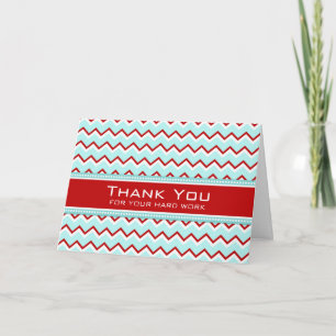 Teal Red Chevron Employee Anniversary Card