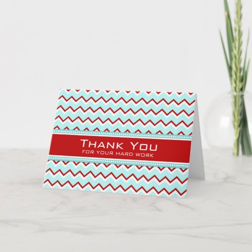 Teal Red Chevron Employee Anniversary Card