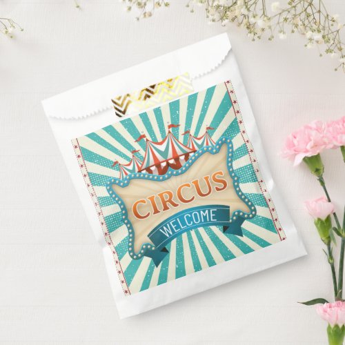 Teal Red Circus Birthday Party  Favor Bag