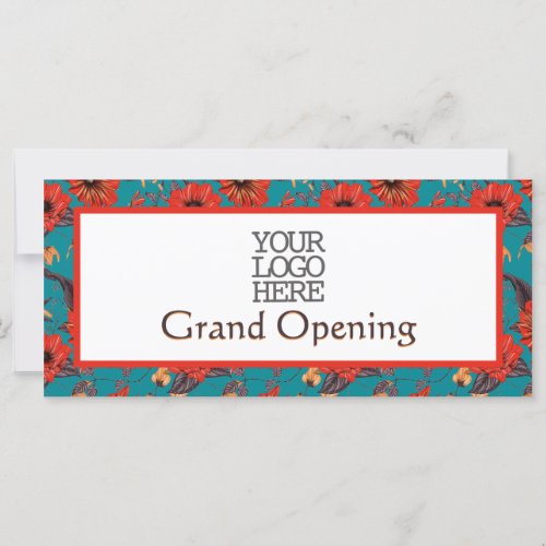 Teal Red Floral Cafe Restaurant Grand Opening