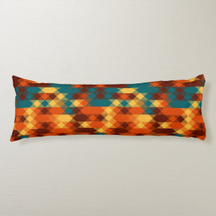 Teal, red, orange and yellow geometric body pillow
