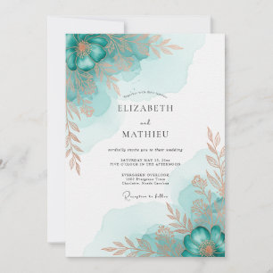 Teal Refined Coastal Wedding Invitation