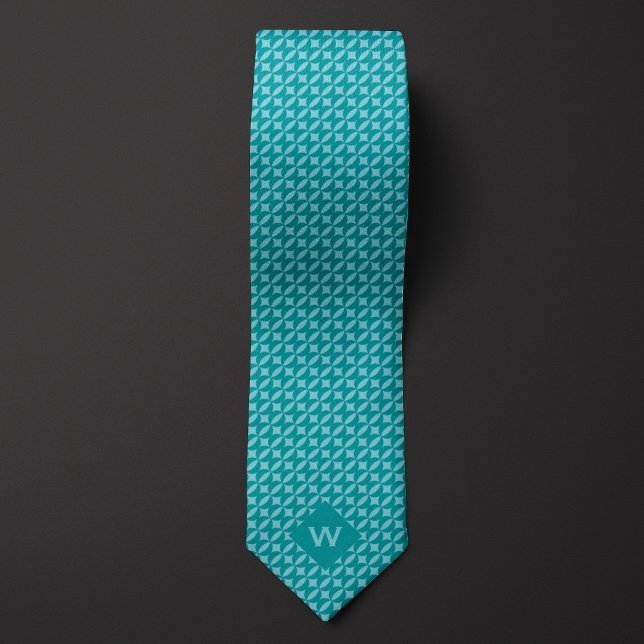 Teal Reflected Crescents Casual Neck Tie (Creator Uploaded)