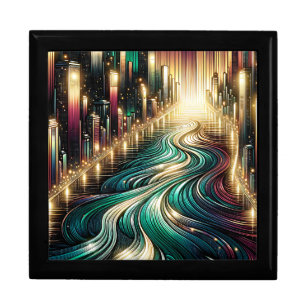 “Teal Reflections: Vibrant Cityscape at Night”  Gift Box