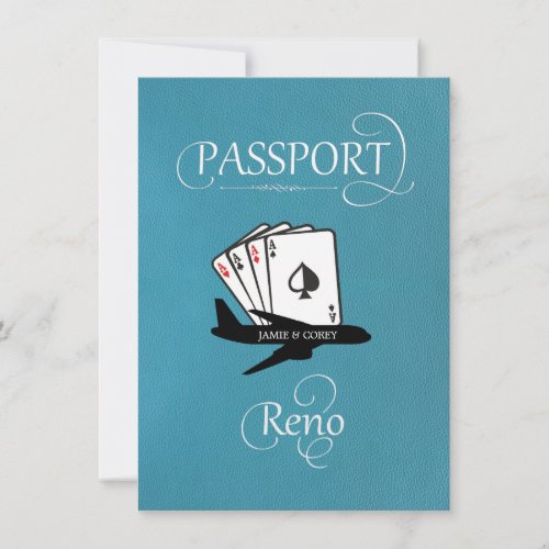 Teal Reno Passport Save the Date Card