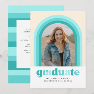 Teal Retro Arch Graduation Announcement