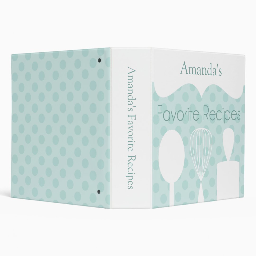 Teal Retro Baking Utensils Recipe Binder Zazzle